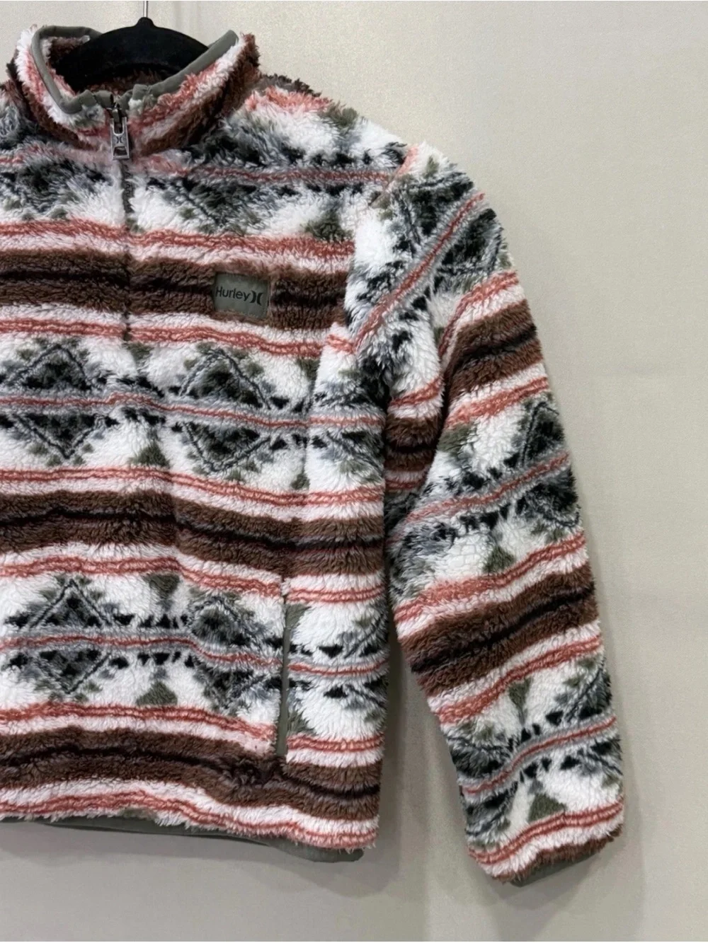 NEW Hurley Boy's Sherpa Plush Printed Quarter-Zip Jacket Size S(6/7) NWT